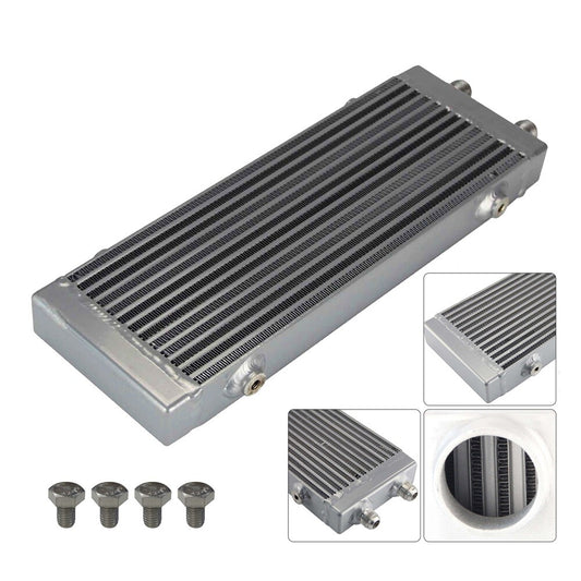 Universal Dual Pass Bar  Plate Oil Cooler Medium - Silver Core:14x5.5x1.58