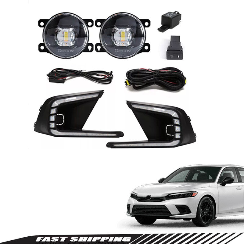 LED DRL and fog light kit for 2022, 2023, and 2024 for Honda for Civic Sedan Hatchback Drivers