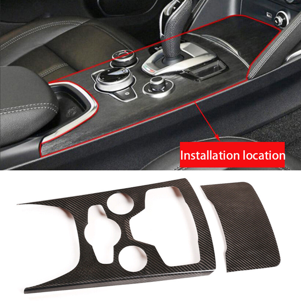 Real Carbon Fiber Central Gear Shift Panel Trim for Alfa Romeo for Stelvio 2020-2021
