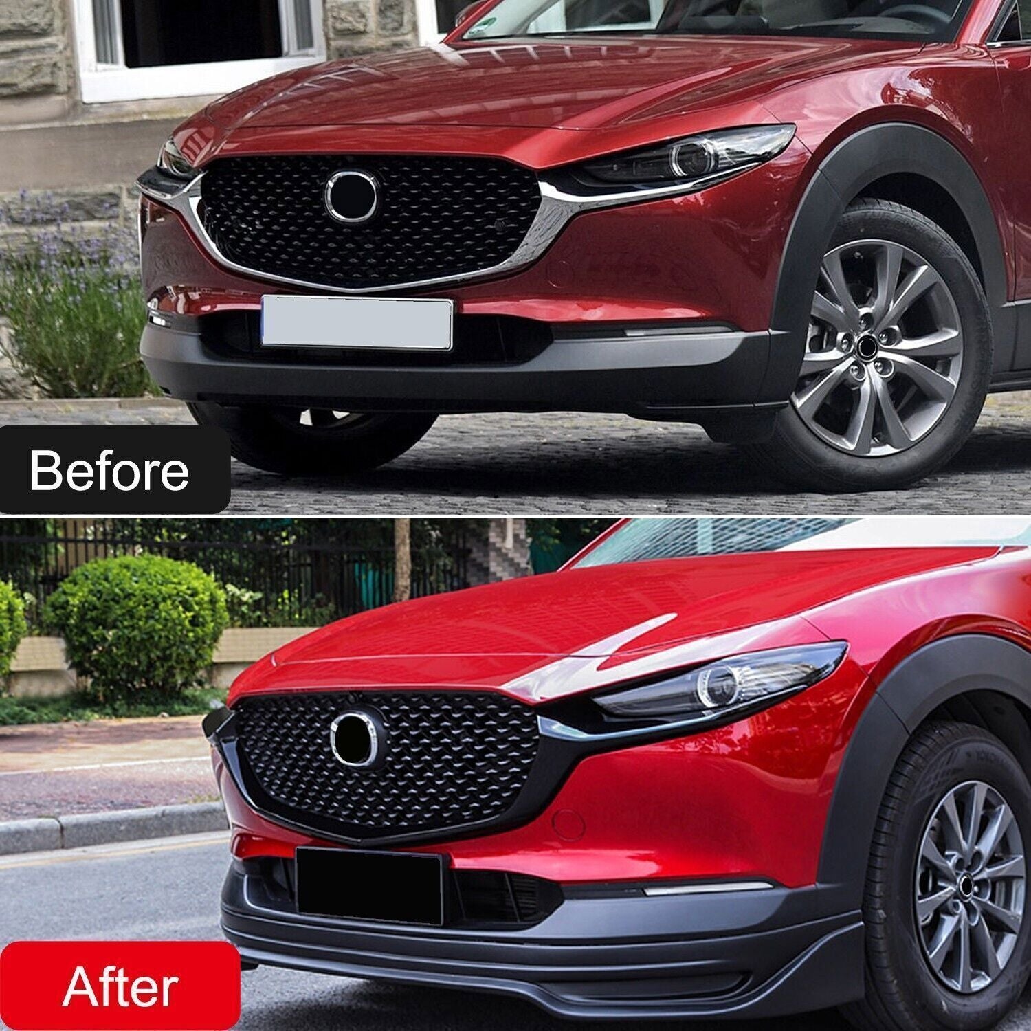 for Mazda CX-30 CX30 2020-24 Glossy Black Front Side Grille Stripe Cover Trim 2X