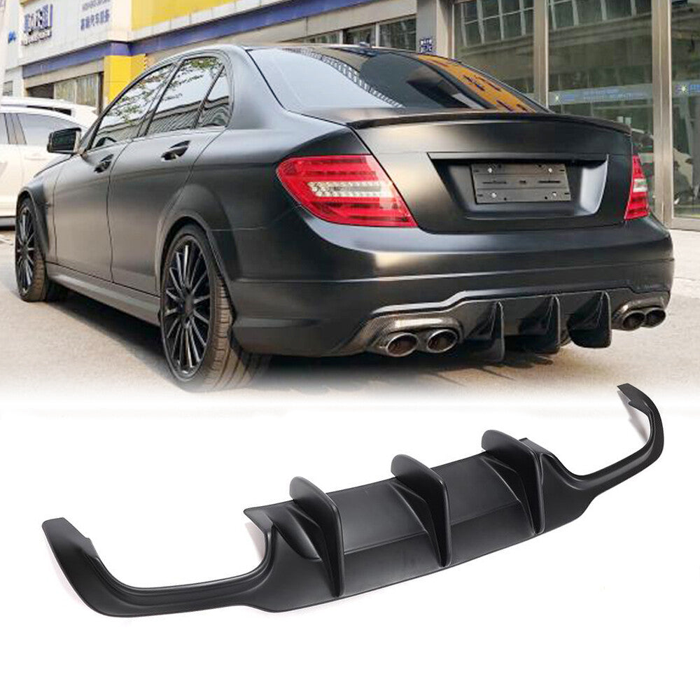 Matt Black Rear Bumper Lip Diffuser for Mercedes-Benz W204 C300 C63 AMG 2012-15