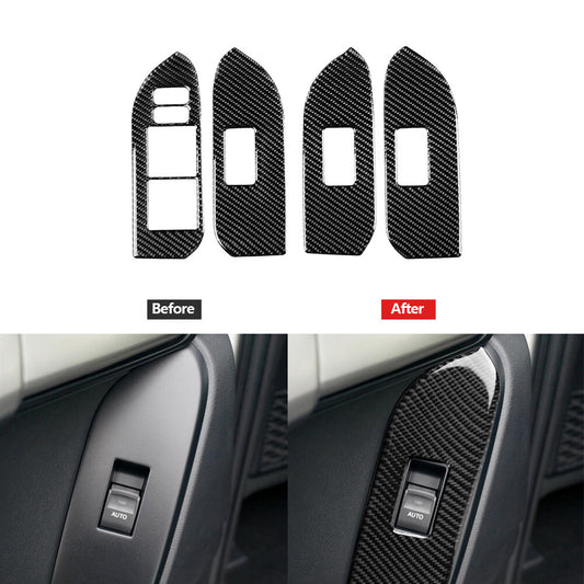 Carbon Fiber Window Switch Panel Cover Trim for Toyota for Land Cruiser Prado 10-18
