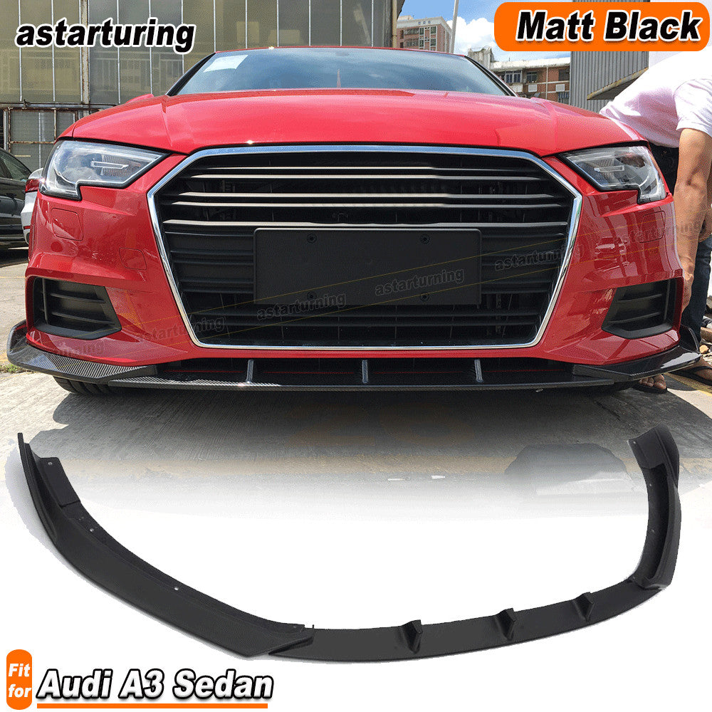 Fit for Audi A3 Sedan 2017-18 Matt Black Front Bumper Chin Lip Spoiler Splitter