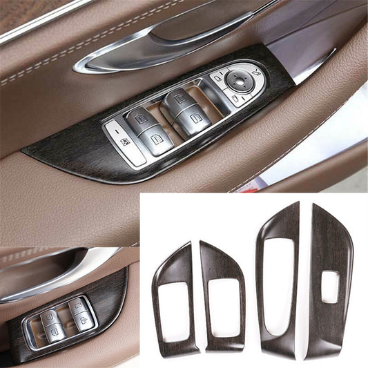 Oak Grain Window Lift Switch Button Cover for Mercedes-Benz E Class 2016-21 high