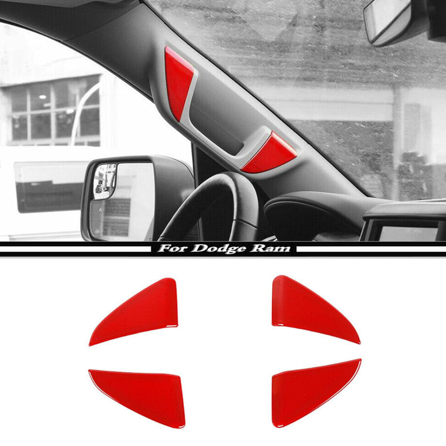 Car A-pillar grip handle protective cover trim for Dodge for RAM 1500 19-24 accessories, red ABS