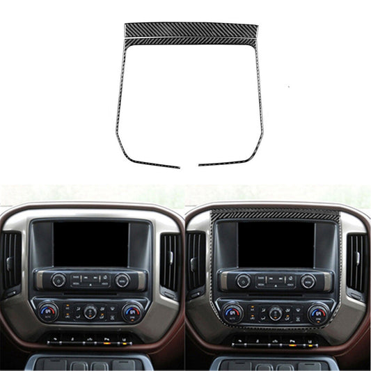Carbon Fiber Radio Console Surround Cover Trim For Silverado for GMC for SIERRA 2014-18