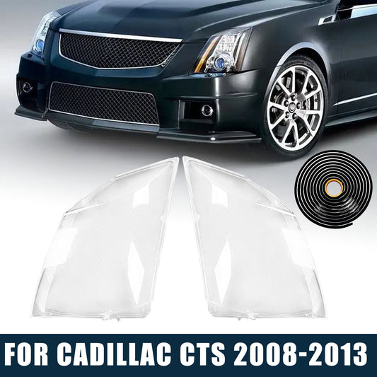 2x Front Headlight Lens Cover Lamp Cap +sealant For 2008-2013 for Cadillac CTS Clear