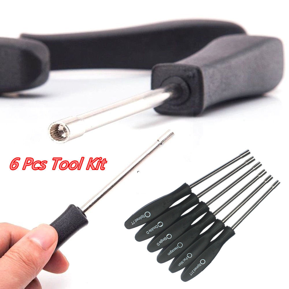 6Pc Carburetor Adjusting Screwdriver Carb Tool Set w/Splined/Pacman/Double D Kit