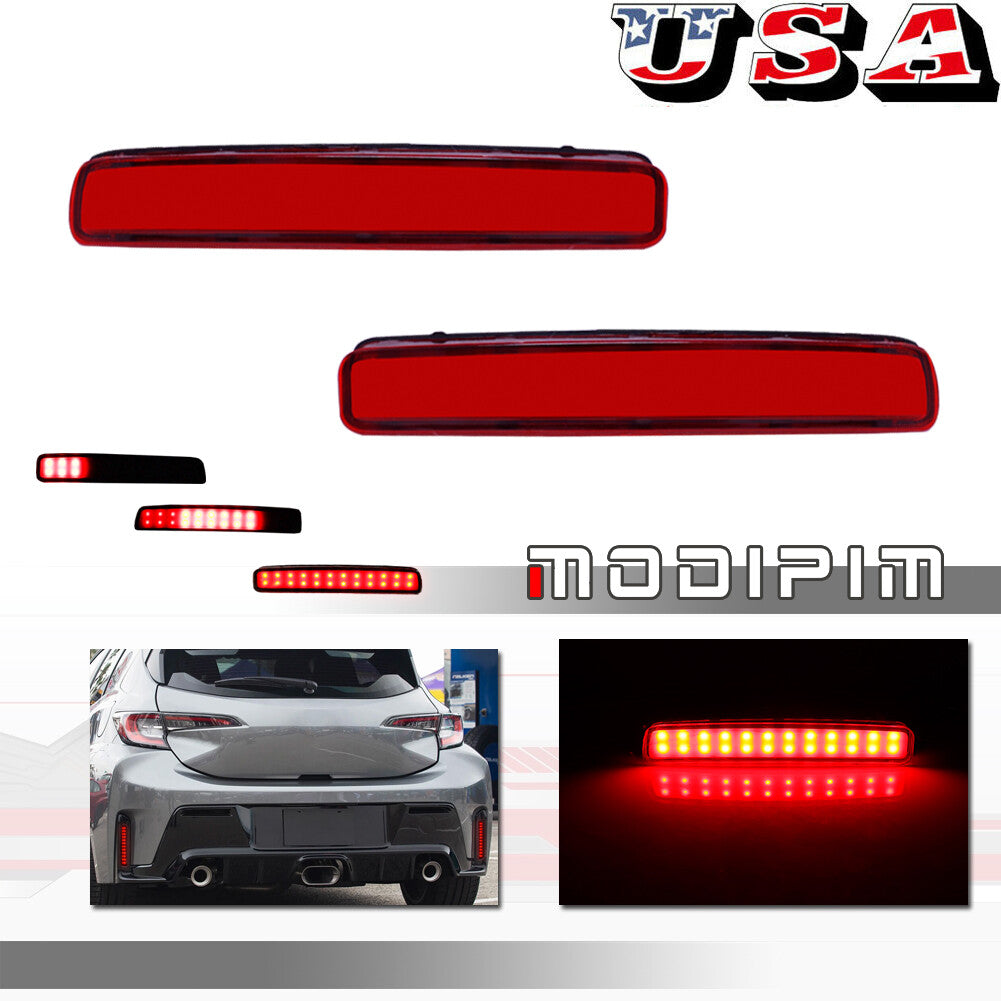 Red-lens LED rear bumper reflector brake lights for 2023+ for Toyota GR for Corolla E210