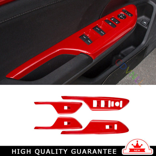 Glass Window Lifting Lock Panel Trim for Honda for Civic 10th 2016-2021 Bright Red