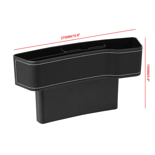 Car for Seat Gap Storage Box Cup Holder Organizer PU Leather Black Safe Space