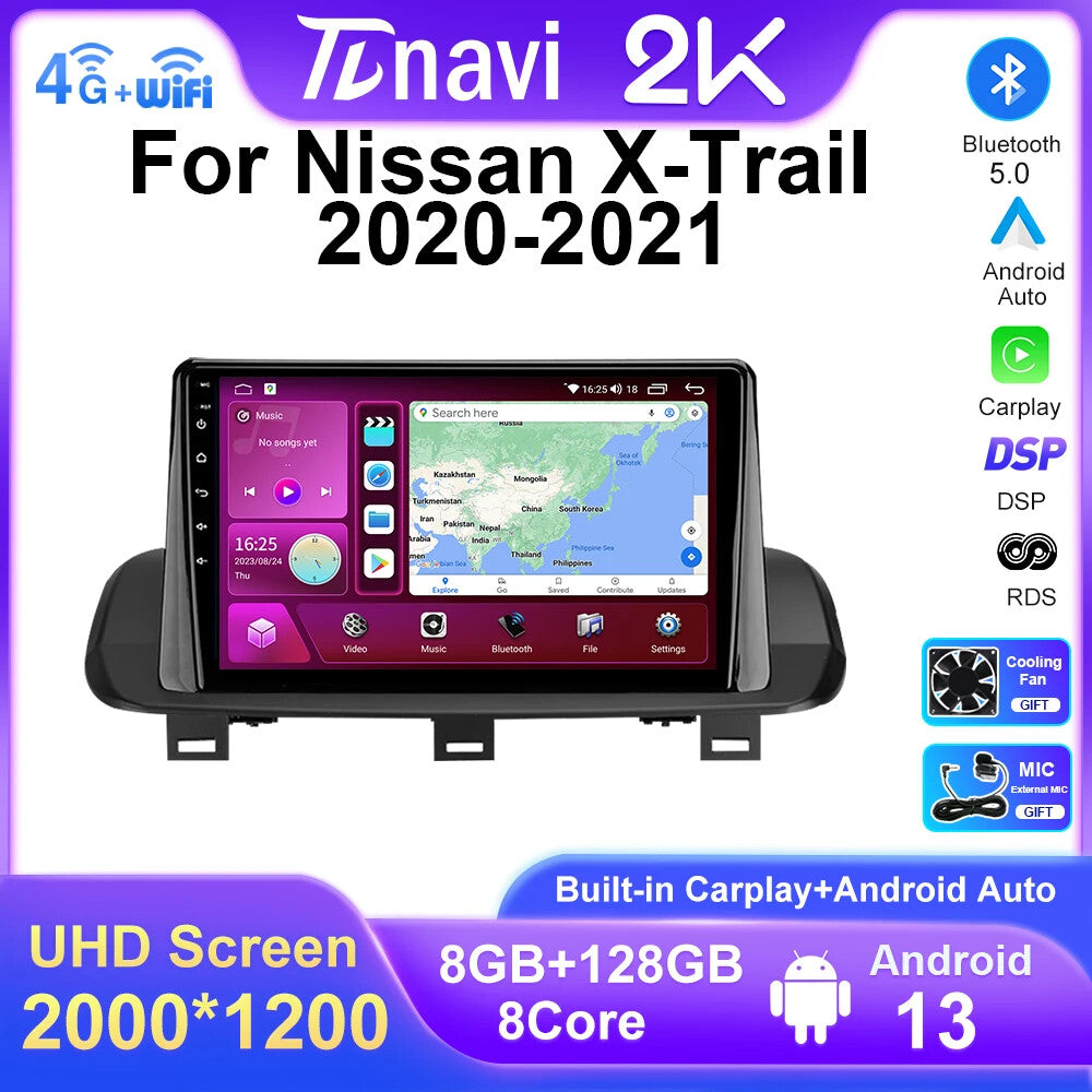 for Nissan for X-Trail Xtrail 4 T33 Rogue 3 2020-2021 Carplay Car Radio GPS Screen