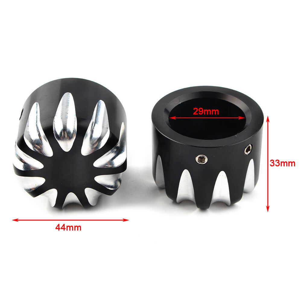 Black CNC Cut Front Axle Cap Nut Cover for Harley Electra Glide Sportster