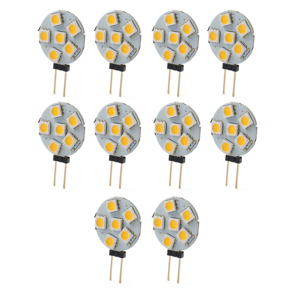 DC12V G4 Super Bright Flat Light 5050 SMD 6 LED Bulb Warm White Lamp Car 10PCS