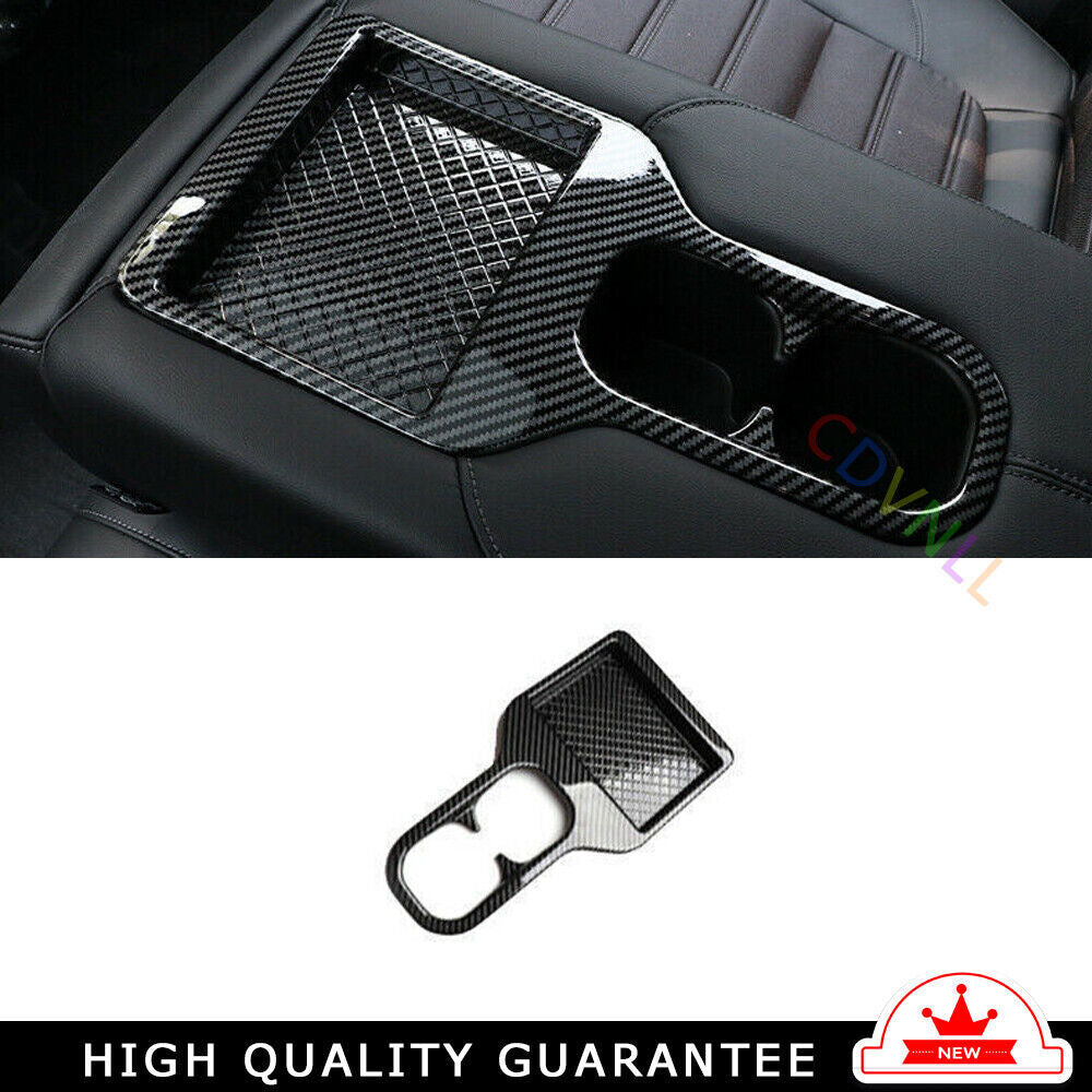 Rear Armrest Cup Holder Panel Trim 1 for Honda CRV CR-V 2017-2022 Carbon Fiber
