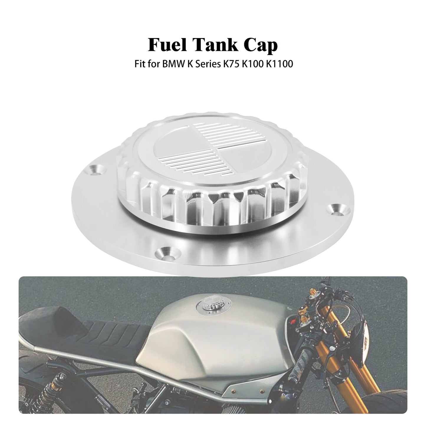 Gas Feul Tank Cap Oil Tank Chrome Petrol Cap Cover Fit for BMW K1 K75 K100 K1100