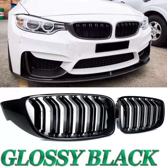 for BMW 4 Series F32 F33 F36 F82 F80 Gloss Black Kidney Grille Dual Slat Grill
