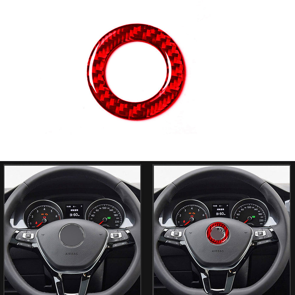 Red Carbon Fiber Steering Wheel Circle Ring Trim Cover for VW for Golf MK7 2014-2019