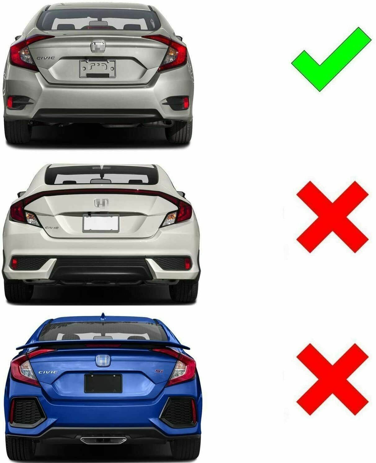 for Honda for Civic Sedan 2016-2021 LED Reflector Rear Bumper Tail Light Brake Lamps