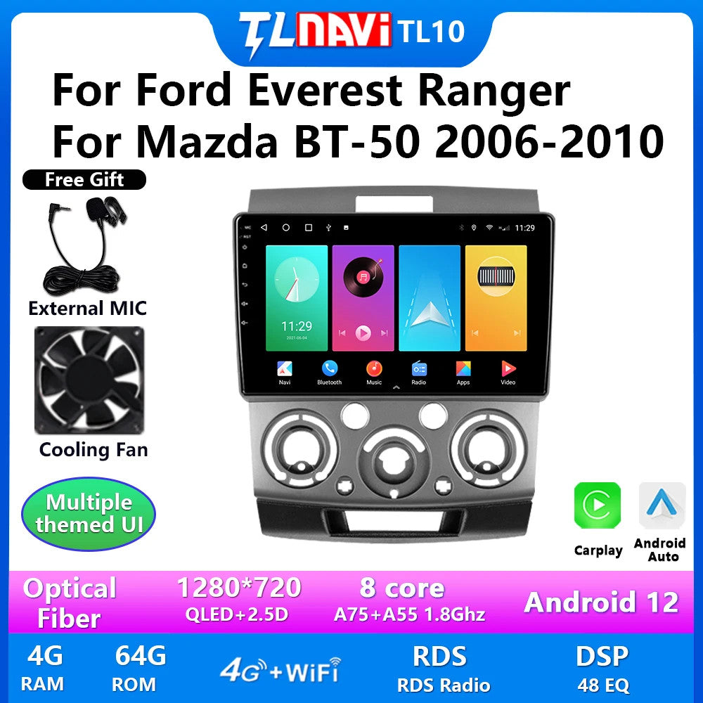 for Mazda BT50 for Ford Ranger 2006-2010 Stereo CarPlay Car Radio Screen GPS Player