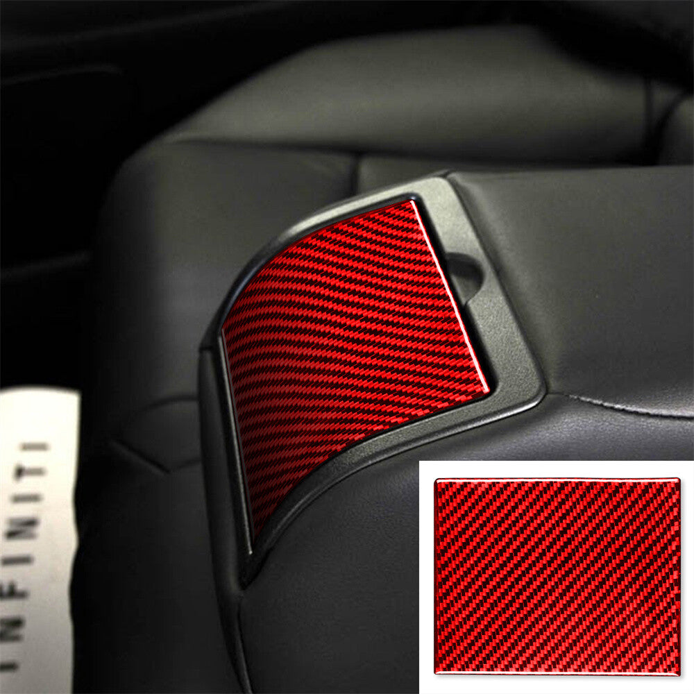 Red Carbon Rear Armrest Water Cup Holder Cover for Infiniti G37 Sedan 2007-2013