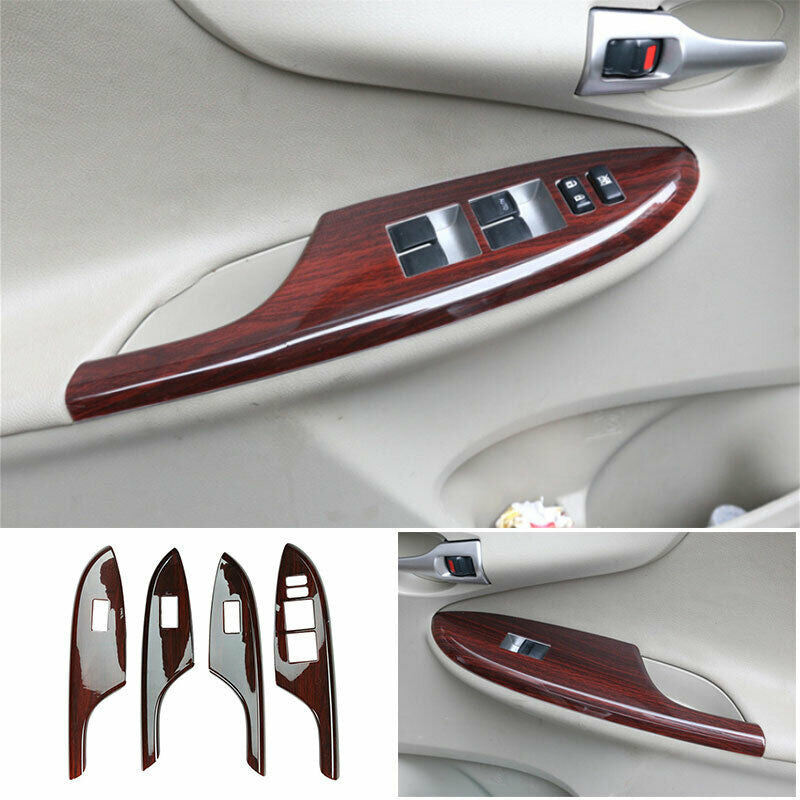 for Toyota for Corolla 09-2013 Red Wood Grain Inner Window Lift Panel Switch Trim 4X