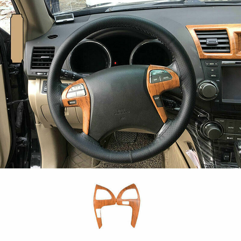 for Toyota Highlander 2008-13 Wood Grain Inner Steering Wheel Switch Cover Trim