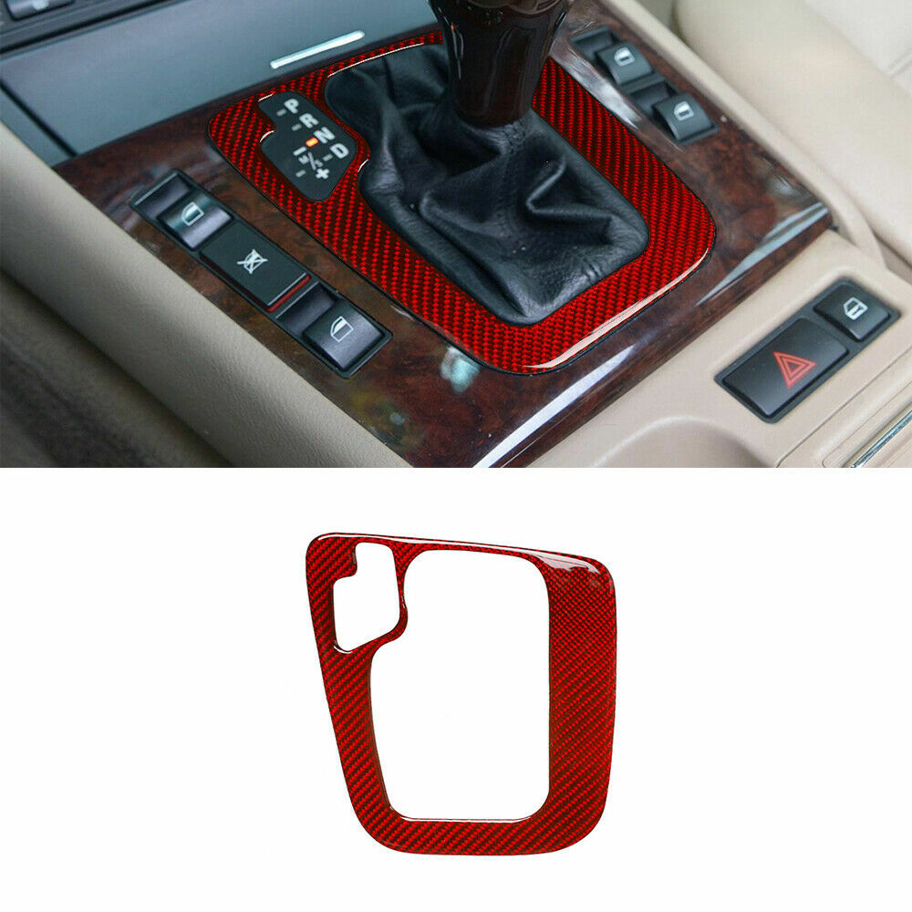 Red Carbon Fiber Gear Shift Trim Cover Fit for BMW 3 Series E46 1998-05