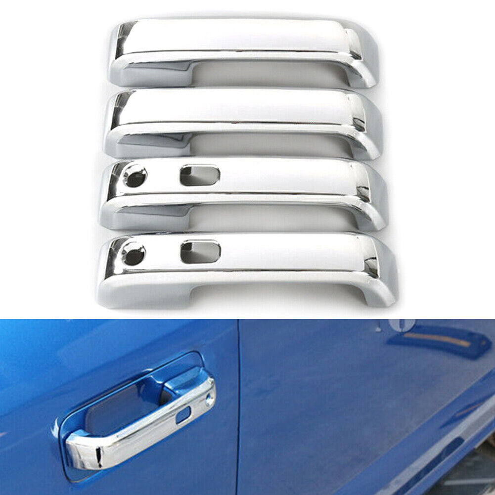 4X Door Handle Chrome Cover w/ for Smart Keyhole for 2015-2019 18 for Ford F-150