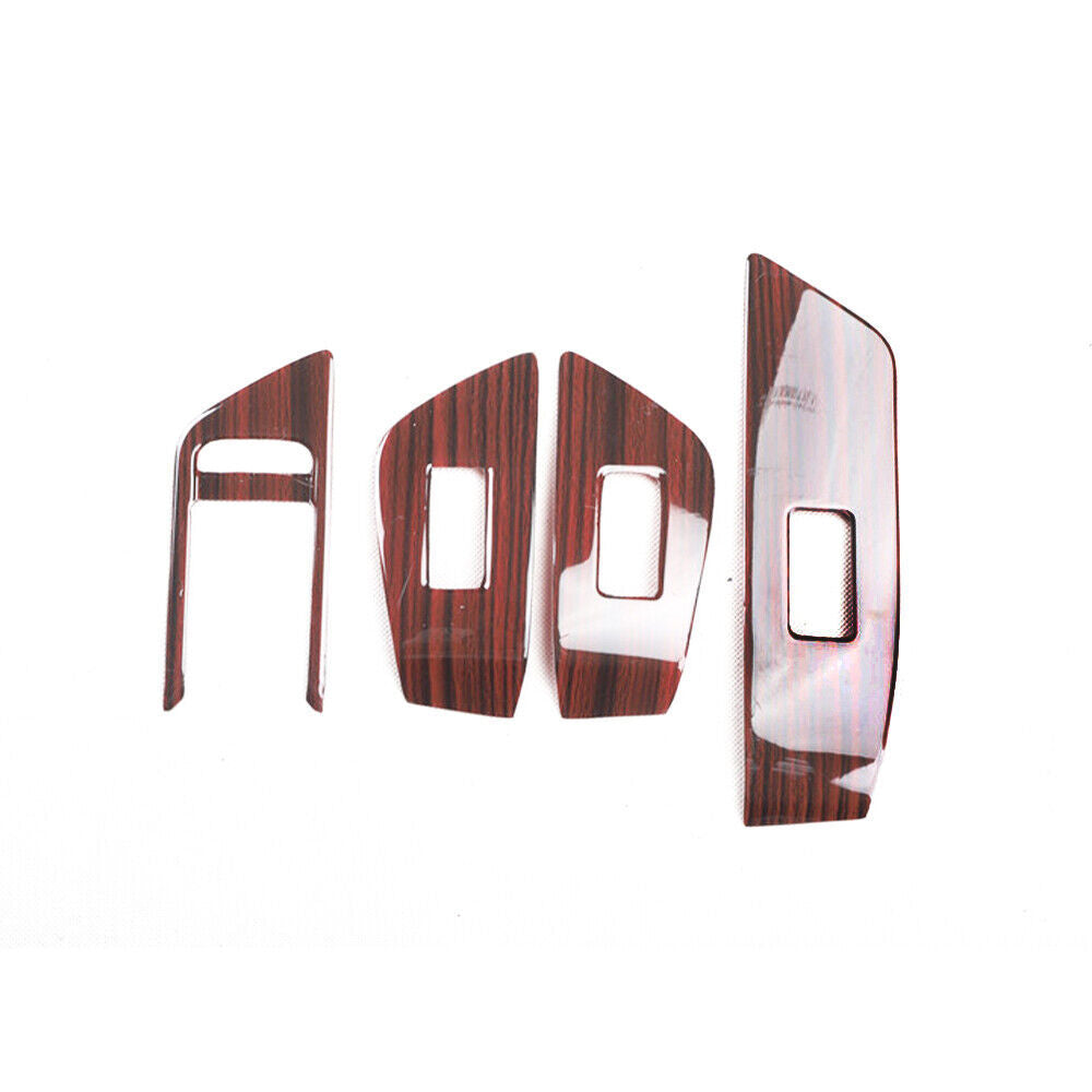 Car Glass Window Lifting Lock Panel Trim 4 Fit for Audi A4L 2017-2019 Red Wood