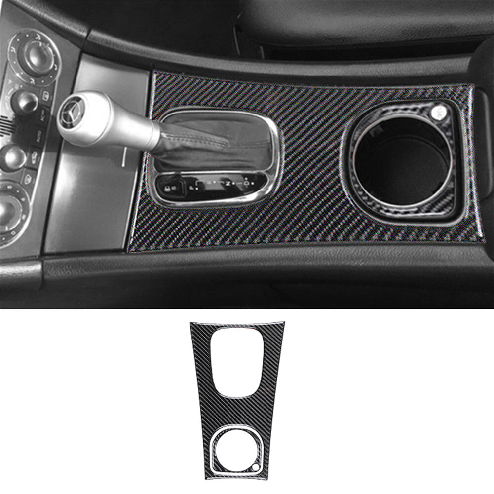 2Pcs Carbon Fiber Gear Shift Panel Cover Trim for Mercedes-Benz W203 2005-2007