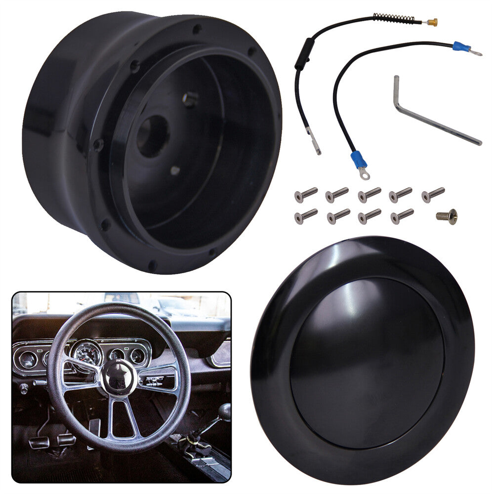 9 Hole Chrome Aluminium Steering Wheel Adapter for GMC for Chevy 69-94 Hot Rod Black