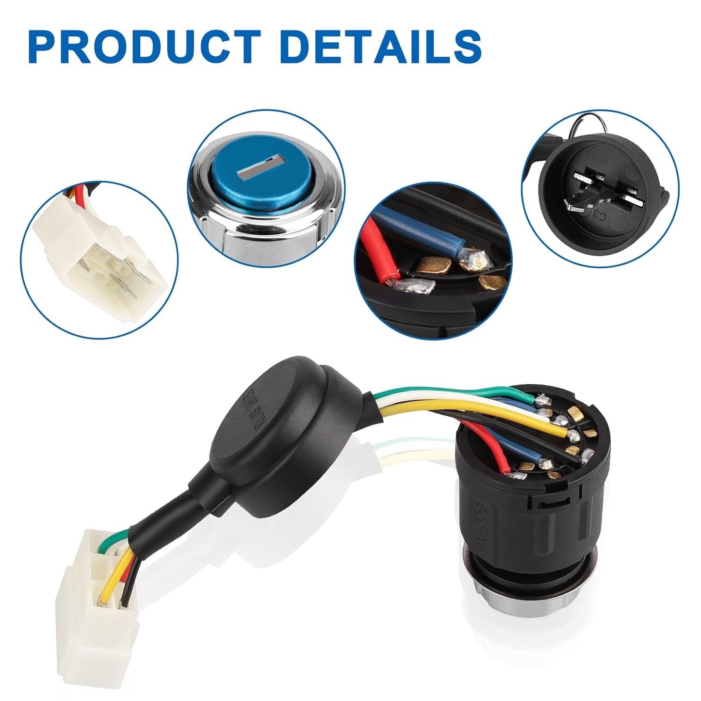 5 Wire Contact Key Switch Ignition Start Switch 5 Pin Starter Lock for Most