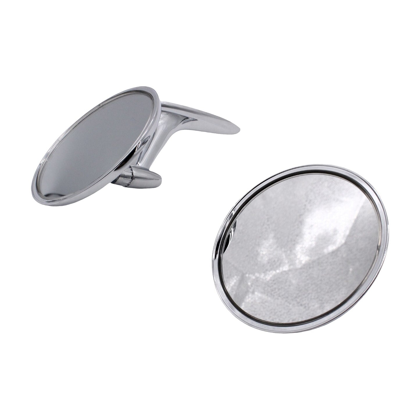 2pcs Round Rearview Mirrors Ribbed Base For 1963-1965 for Chevy Chevelle Impala Nova