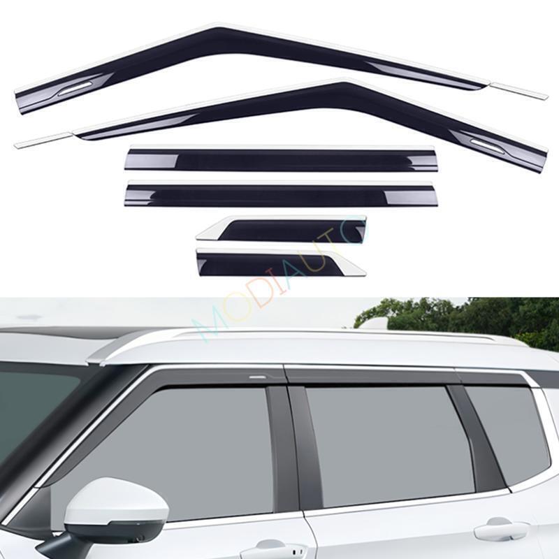 for Mitsubishi Outlander 2022-24 chrome+black Window Visor Vent Sun Rain Guards