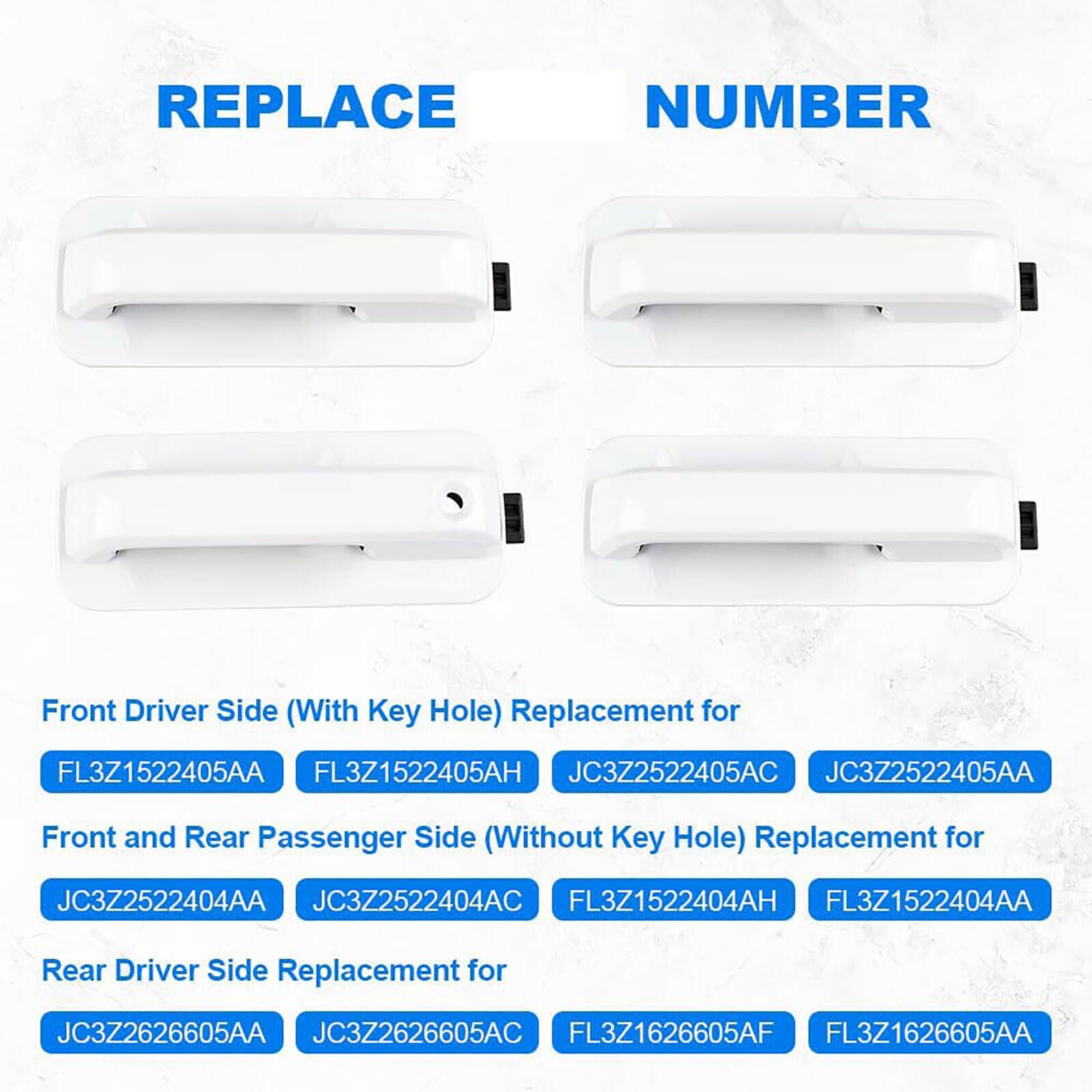 4 Door Handles Front Rear Set Replacement for Ford F150 Pick-up Truck 15-20
