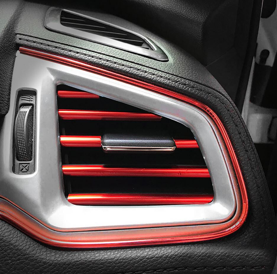 10-Piece Car Air Conditioner Socket Decorative Molded Trim Strips in Red for Honda