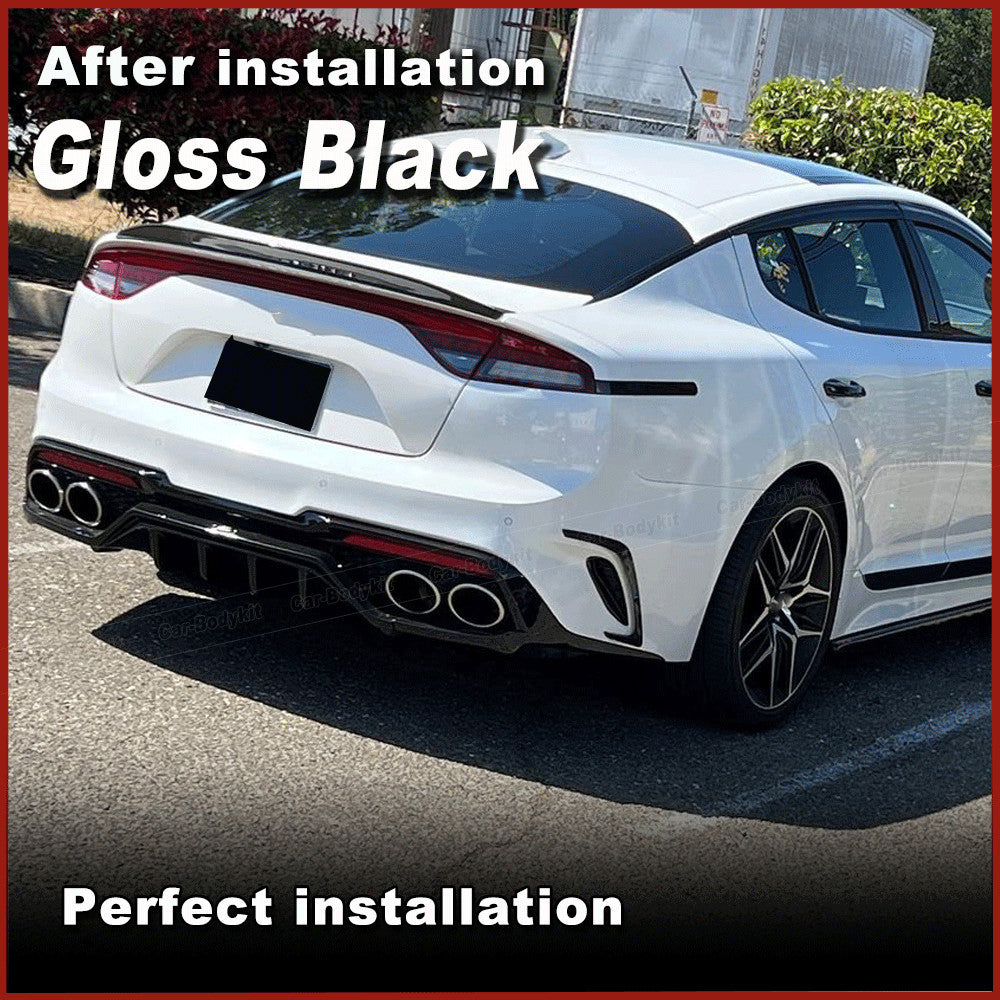 Fit for Kia Stinger 2018-2023 Gloss Black Rear Bumper Splitters Vent Canard Fins
