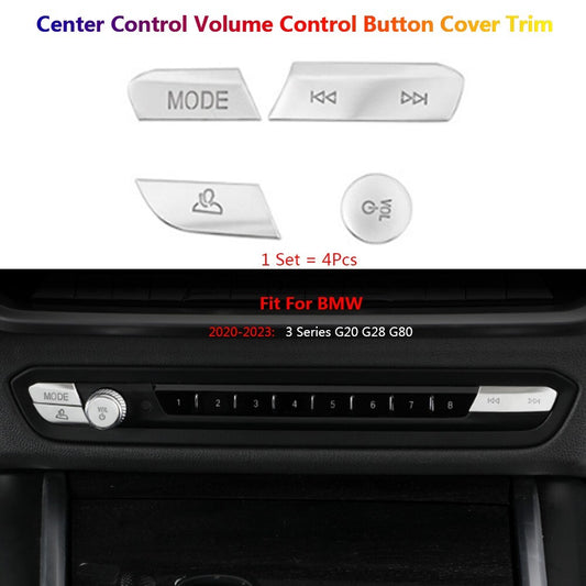4Pcs for BMW 3 Series G20 G80 G28 Car Center Console Volume Switch Cover Trims