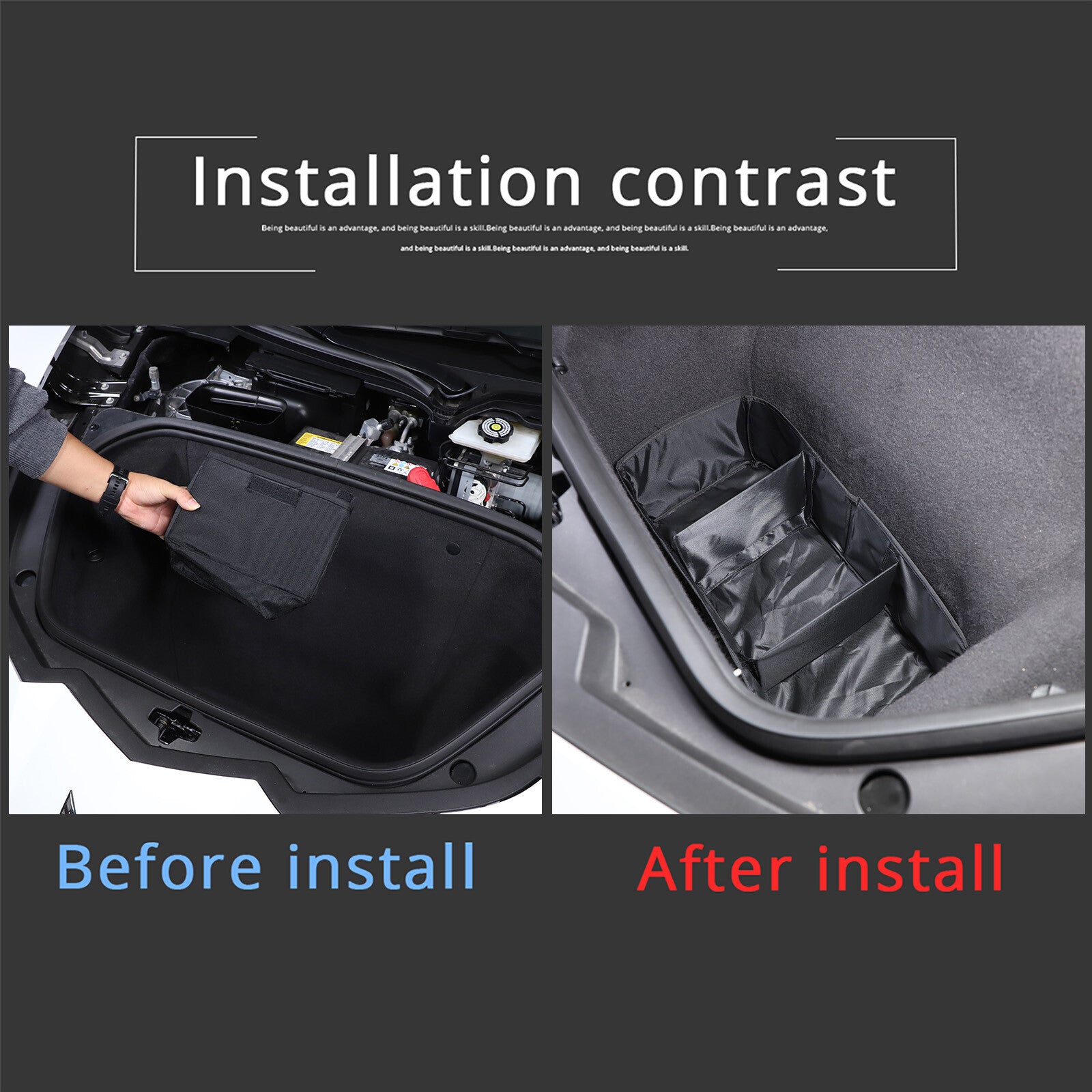 Front and rear trunk luggage storage bags and Frunk storage boxes are suitable for Corvette C8 2020-2023.