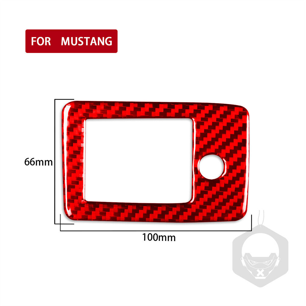 Red Carbon Fiber Copilot Glove Box Switch Button Trim for Ford for Mustang 1996-2003