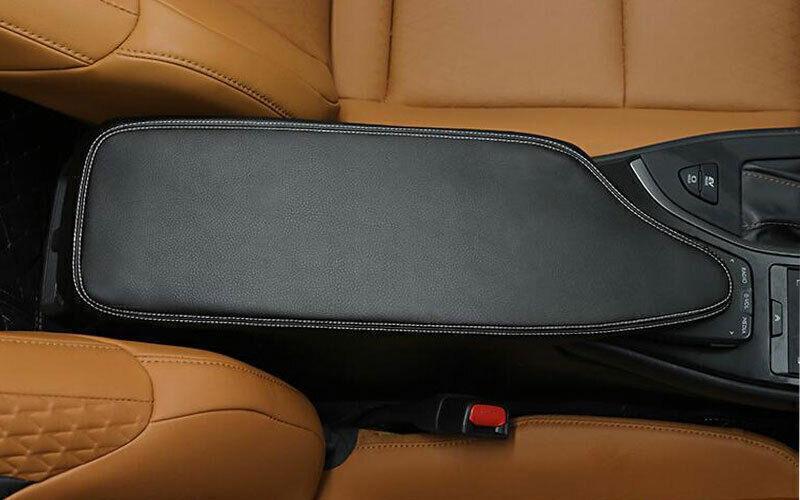 Protective cover for Lexus UX200 250h 2019-2024 black leather armrest box protective panel.