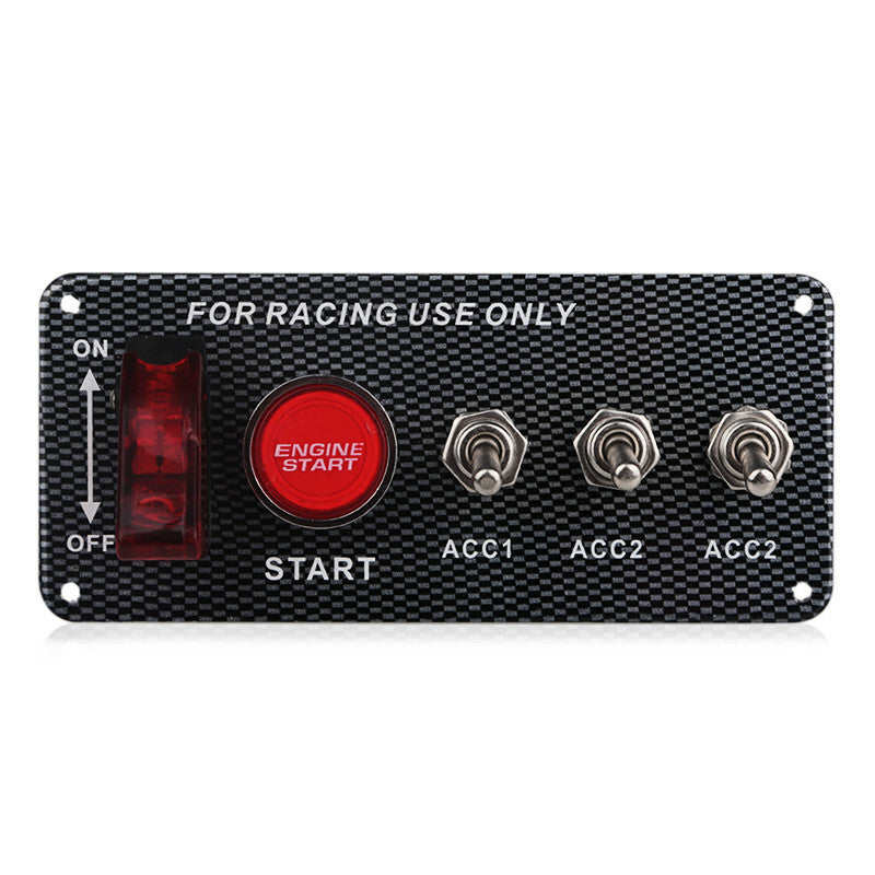 12V Multifunctio Button LED Ignition Panel Engine Start Push Button Carbon Fiber