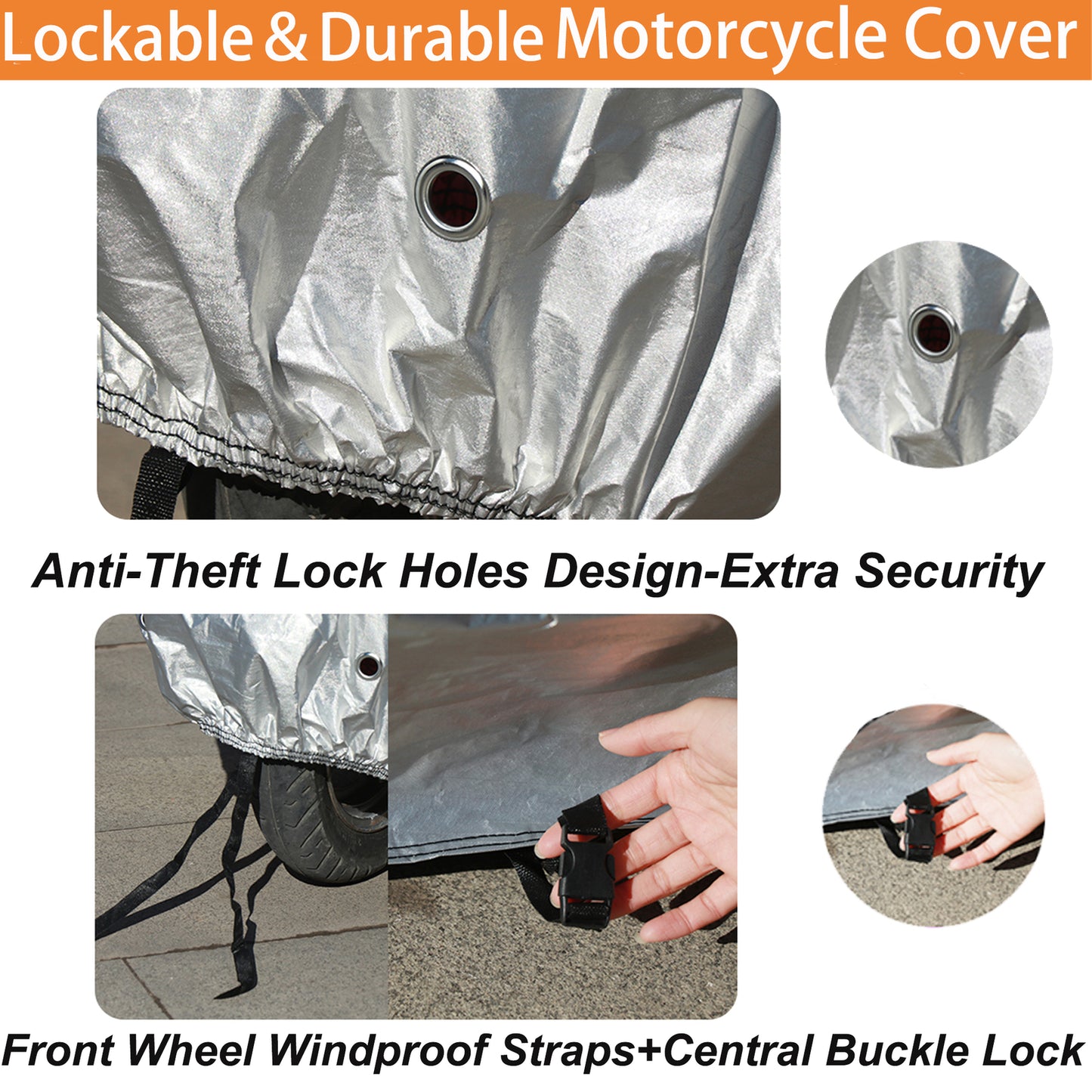 Motorcycle Cover Waterproof for Winter Outside Storage Snow Rain Universal