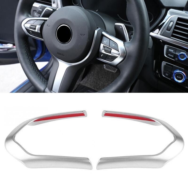 for BMW F10 F20 F13 F15 F16 X5 X6 Msport Steering Wheel Strip Frame Trim Silver