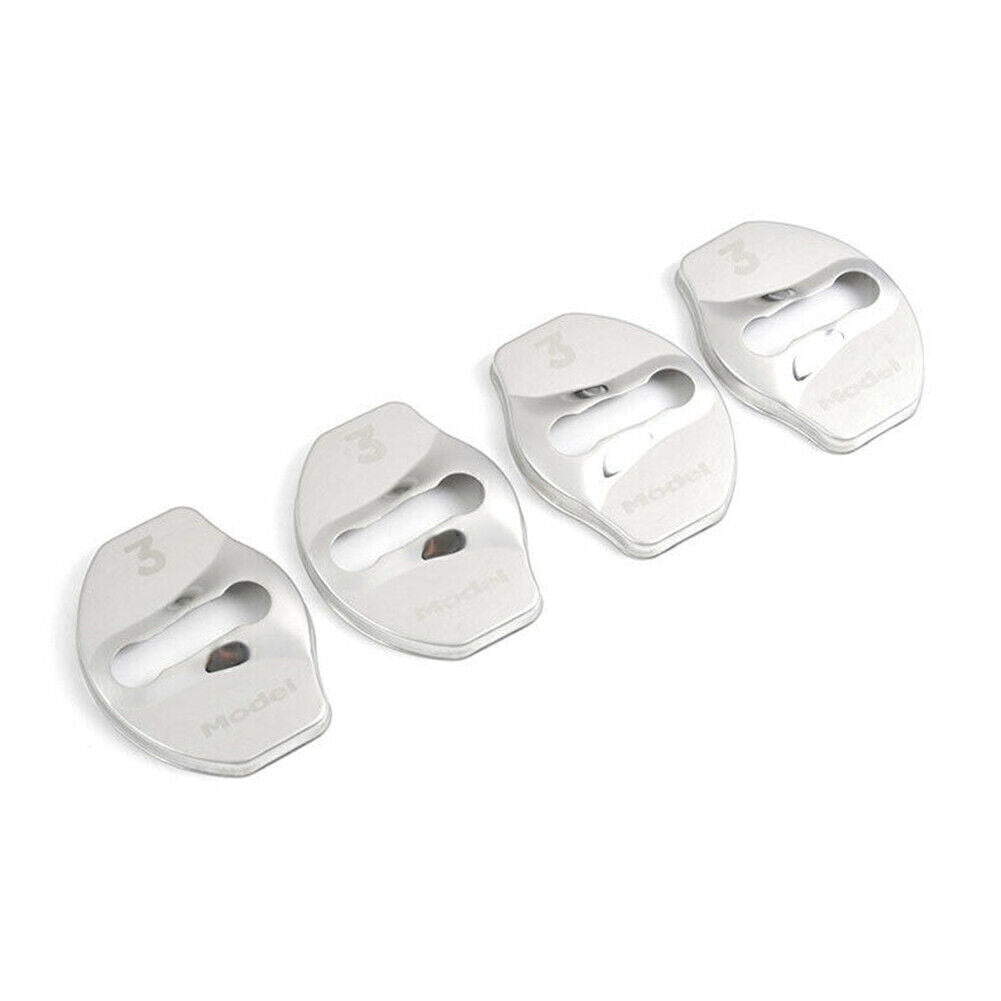 Door Lock Cover Decor Trim Protective 4PCS Fit for Tesla Model 3 2018-2022 Silver