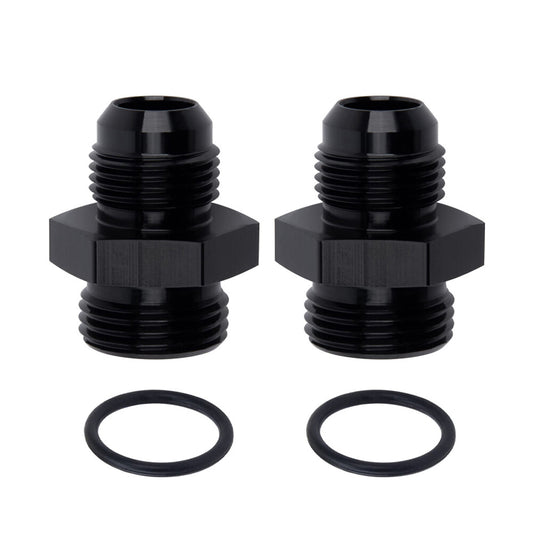 2Pcs 10AN AN10 Flare to 8AN AN8 ORB Male Fuel Rail O-Ring Fitting Adapter Black