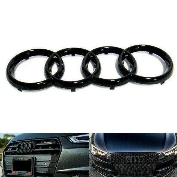 for Audi S5 Coupe Badge Ring Cover Front Grille Badge Decal Gloss Black 2020 - 2022