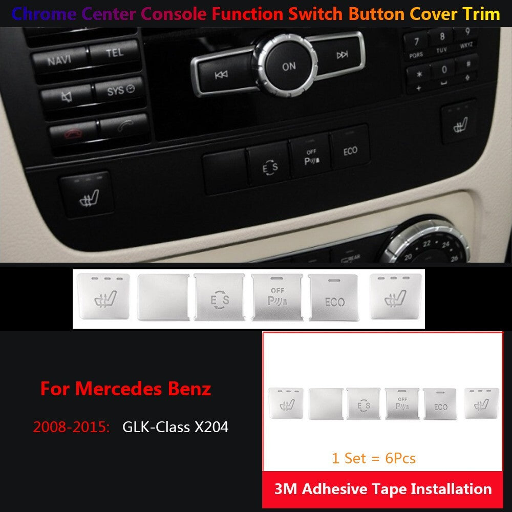 6x for Mercedes-Benz GLK X204 Center Console CD Panel Function Switch Cover Trim