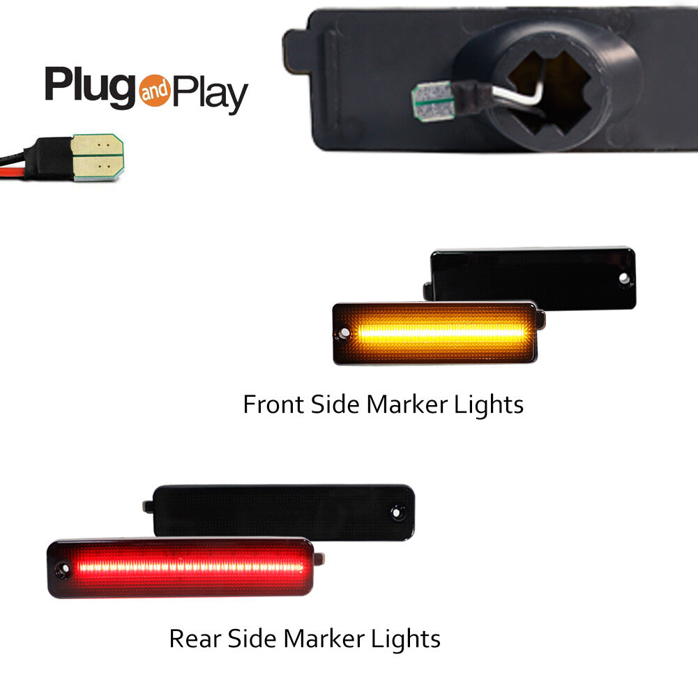 Front and rear bumper LED side marker lights applicable to 1998-2002 for Pontiac Firebird